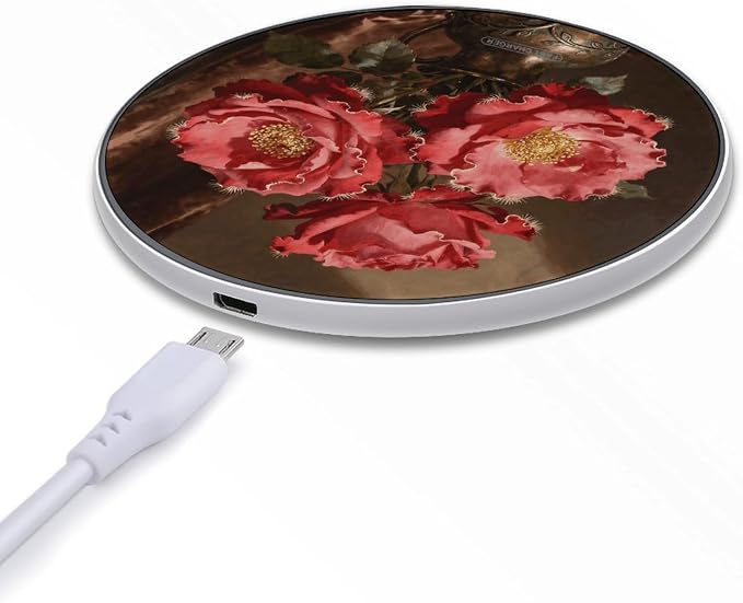 Bean-Rose Red Wireless Charger Magnetic Phone Induction Charger 10w Fast Wireless Charging Station Compatible with iPhone 17 16 15 14 13 12 Pro Max Samsung Galaxy S25 S24 S23