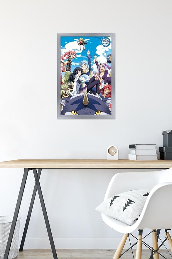 Trends International That Time I Got Reincarnated As A Slime - Group Wall Poster, 14.725" x 22.375", Silver Framed Version