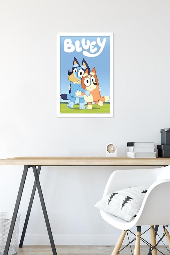 Bluey - Hug Wall Poster, 22.4L" x 14.7W", White Framed Version