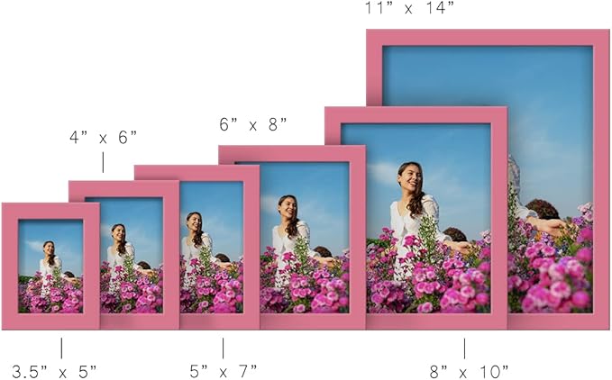 Renditions Gallery 5x7 inch Picture Frame High-end Modern Style, Made of Solid Wood and High Definition Glass Ready for Wall and Tabletop Photo Display, Hot Pink Frame