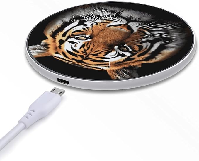 Tiger Face Wireless Charger 10W Fast Charging Pad Anti-Slip Qi Certified Wireless Charging Pad Charging Station Portable Phone Charger for All Wireless Charging Smartphone