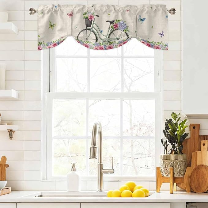 Farmhouse Spring Tie Up Valance Curtains