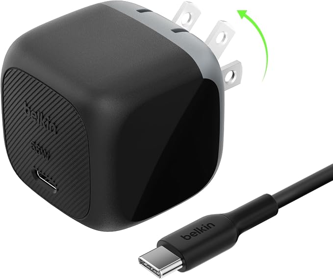 Belkin USB C Charger Block 65W Super Fast Charging Block Type C Wall Charger - Apple iPhone 17 Air Pro Galaxy S26 Google Pixel 10 MacBook AirPods Chromebook Nintendo Switch 2 & More - Bl