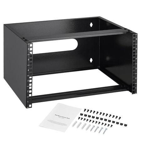 6U Wall Mount Network Rack, 14 in/355.6 mm Depth, 50 lbs/22.68 kg Max Weight Capacity Wall Mount Server Rack with Cage Nuts, 19"/482.6 mm for Shallow Server IT Equipment and Network Switches