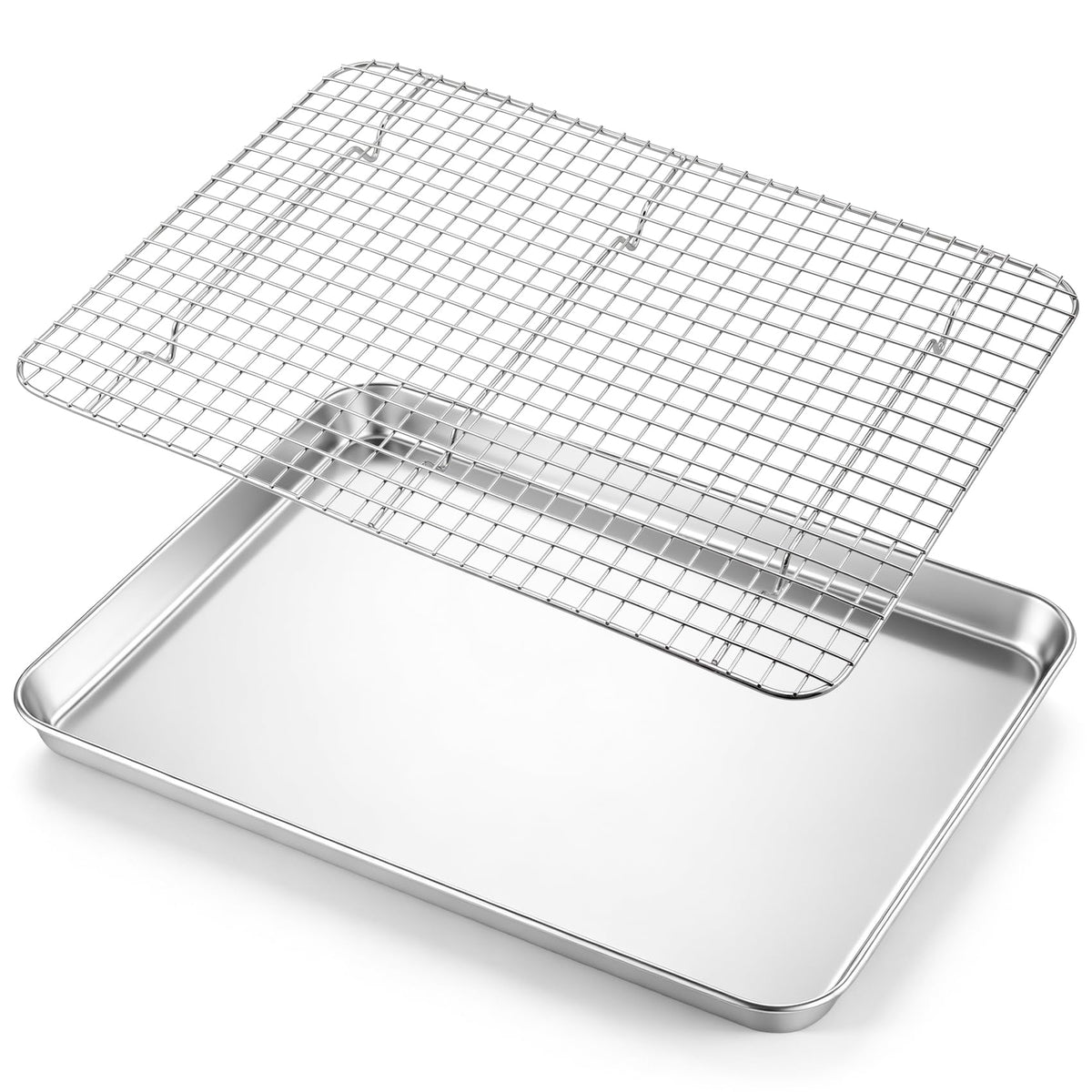 TeamFar Stainless Steel Baking Sheet with Wire Rack Set, 16"x 12"x 1"