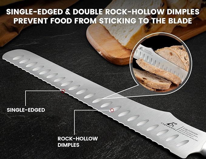 CoquusAid Resharpenable Bread Knife for Homemade Bread, 10.6'' Bread Slicer