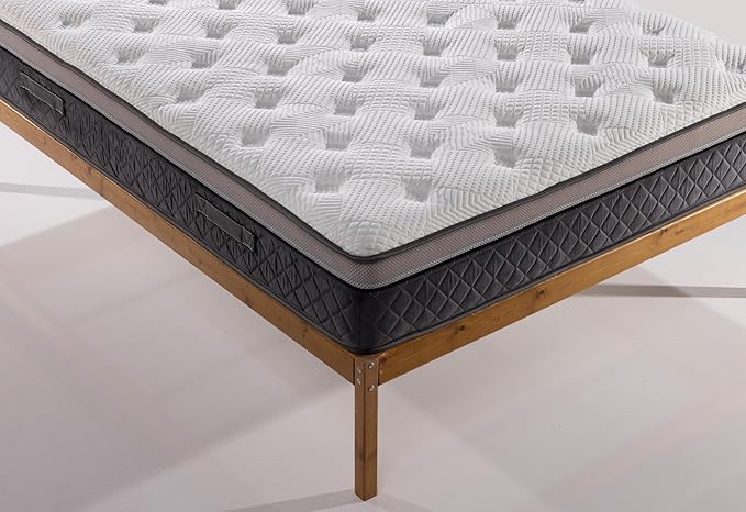 Ottomanson Queen 12” Eurotop Hybrid Mattress - Premium Quilted Cover - Made in USA - Medium-Firm Support - Individually Pocketed Coils & CertiPUR-US Foam - Fiberglass-Free - Bed in a Box