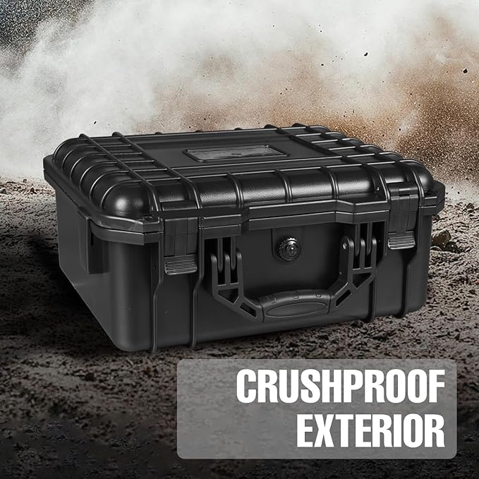 Hard Case, 14x 11.5x 6.5 Inch Portable Weather Waterproof Protective Camera Case with Customizable Foam, Fit Use of Drones, Camera, Equipments