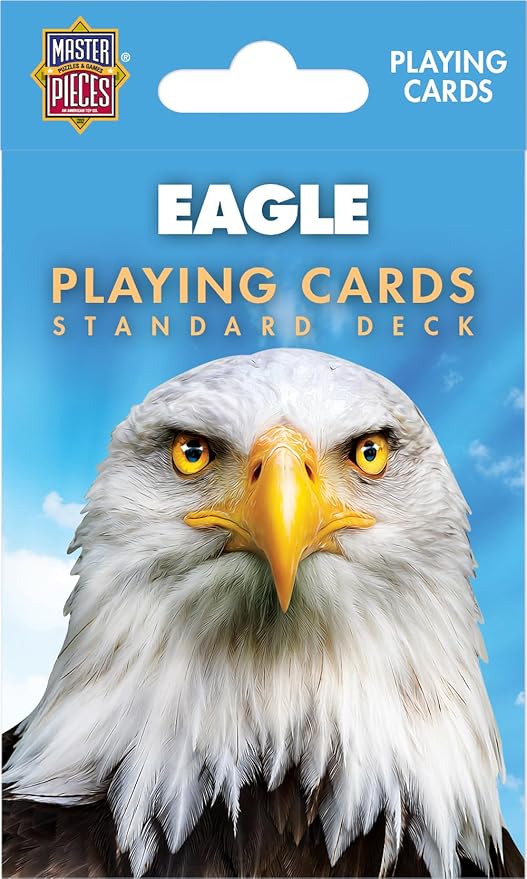 Masterpieces Eagle Playing Cards Deck - Animal Themed Standard 54 Card Deck, Unique Eagle Face Cards & Jokers, Retro Style, for Families & Adults