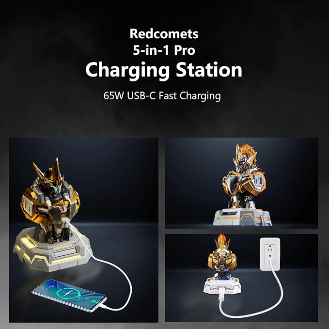 Redcomets 65W USB C Charger 5-Port Fast Power Adapter Wall USB C Charger for iPhone MacBook iPad Galaxy S23/S24 Steam Deck