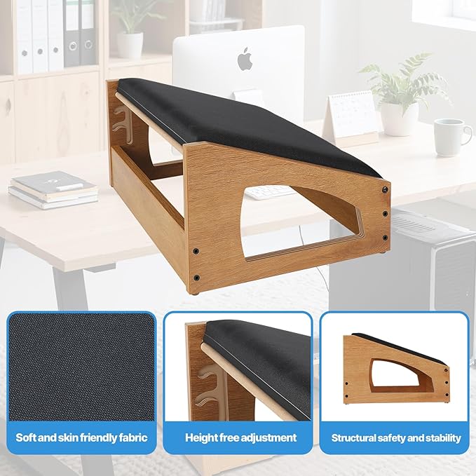 Ergonomic Foot Rest, 4 Adjustable Height Foot Stool,Footrest Under Desk, Soft Cushions,Foot Rest Office,Improving Posture, Promoting Blood Circulation(Natural)