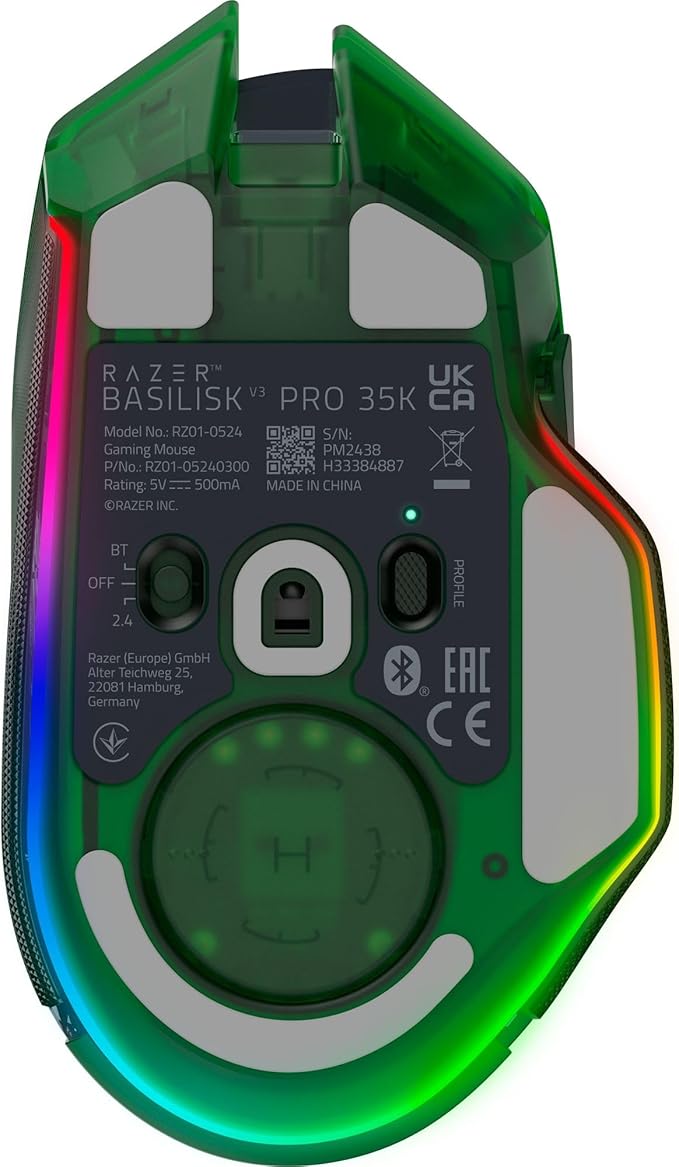 Razer Basilisk V3 Pro 35K Wireless Gaming Mouse: HyperScroll Tilt Wheel - 35K DPI Optical Sensor Gen 2-13 Customizable Controls - RGB - Optical Switches Gen 3 - Up to 140 Hr Battery - Phantom Green