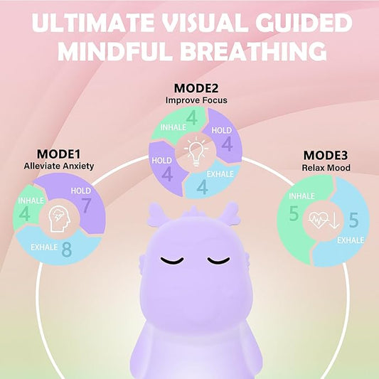 'Breathing Loong' Guided Visual Meditation Tool, Calming Corner Breathing Light, ADHD Stress Anxiety Relief, Mindfulness Gift, Sleep Aid Device with Night Light, Use for School Counselor Office
