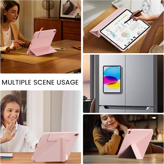 Clear Case for iPad A16 11th/10th Generation 2025/2022 Black | 360° Rotating Magnetic Detachable ipad a16 Case Clear with Pencil Holder Auto Wake/Sleep for ipad 11 inch a16 case