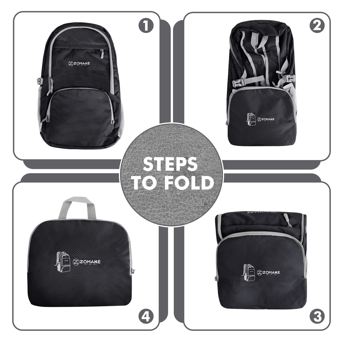 ZOMAKE Lightweight Packable Backpack 30L, Foldable Hiking Backpacks Water Resistant Compact Folding Daypack for Travel(Black)