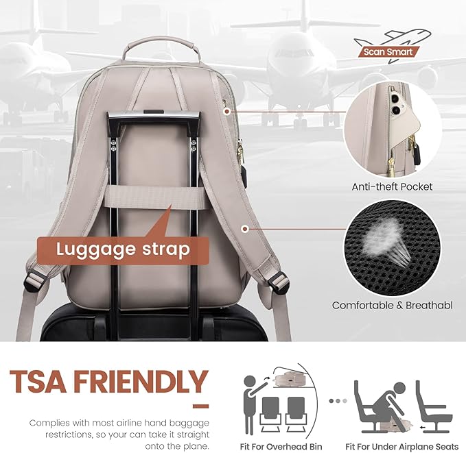 LOVEVOOK Laptop Backpack for Women 17.3 inch,Cute Womens Travel Backpack Purse,Professional Laptop Computer Bag,Waterproof Work Business College Teacher Bags Carry on Backpack with USB Port,Taro Grey