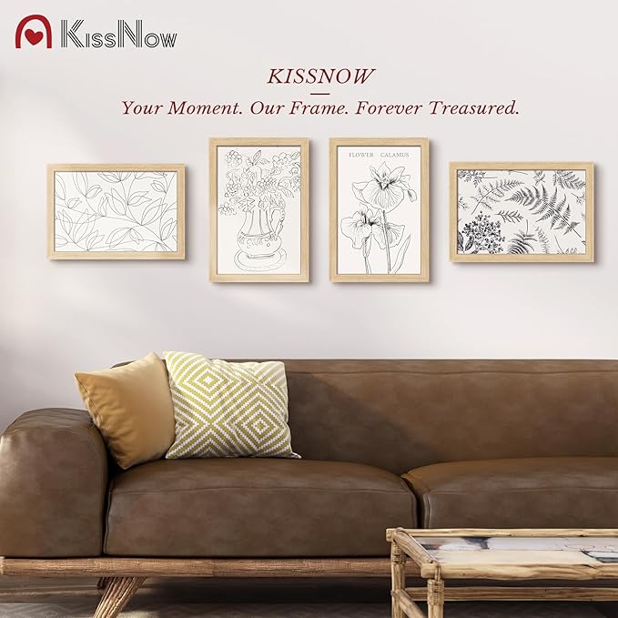 12x18 Poster Frame 4 Pack, Textured Natural Oak Wood Picture Frame, Wall Hanging