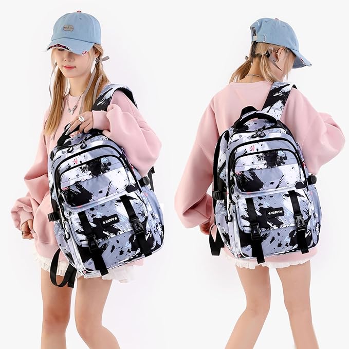 Backpack for Girls Kids Backpacks with Lunch Box Elementary Middle High School Backpacks Students Bookbag Set School Bags for Teens Girls (Black)