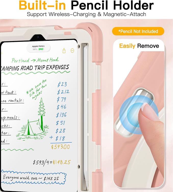 BRAECN Case for iPad mini 7 (A17 Pro) - iPad mini 7th/6th Generation Case | 8.3 Kids-Proof Protective Silicone Cover Screen Protector Pencil Holder Kickstand Handle Grip Shoulder Strap Black