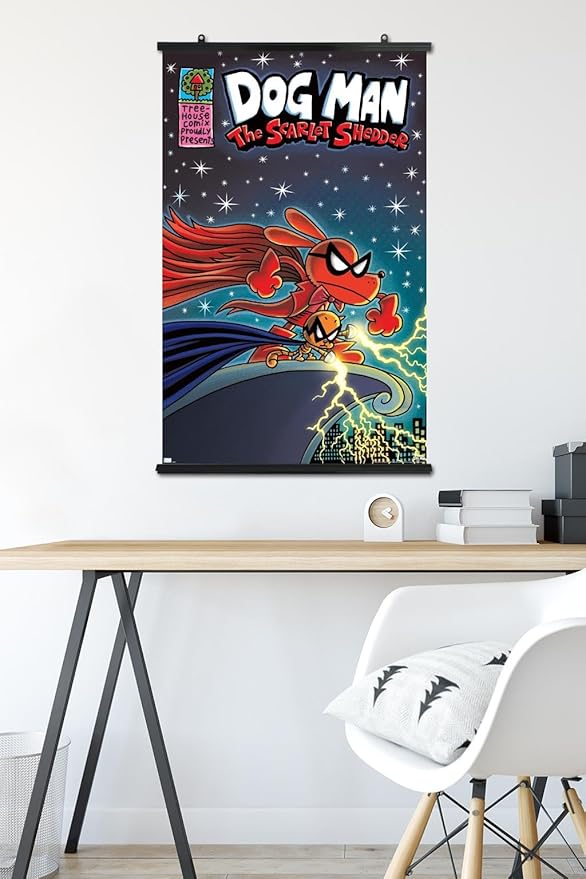 Dog Man - The Scarlet Shedder Wall Poster, 34L" x 22.4W", Poster & Clip Bundle