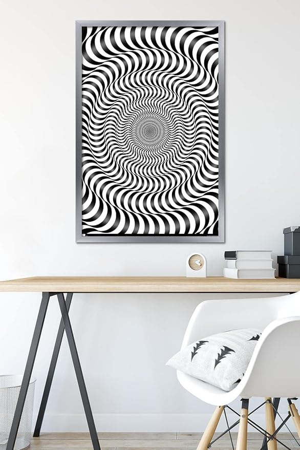 Trends International Zebra Stripe Optical Illusion Wall Poster, 22.375" x 34", Silver Framed Version