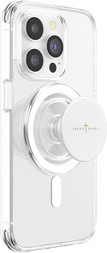 Jesus Saves Cross Gold Thin Christian Jesus White 33andme PopSockets PopWallet for MagSafe