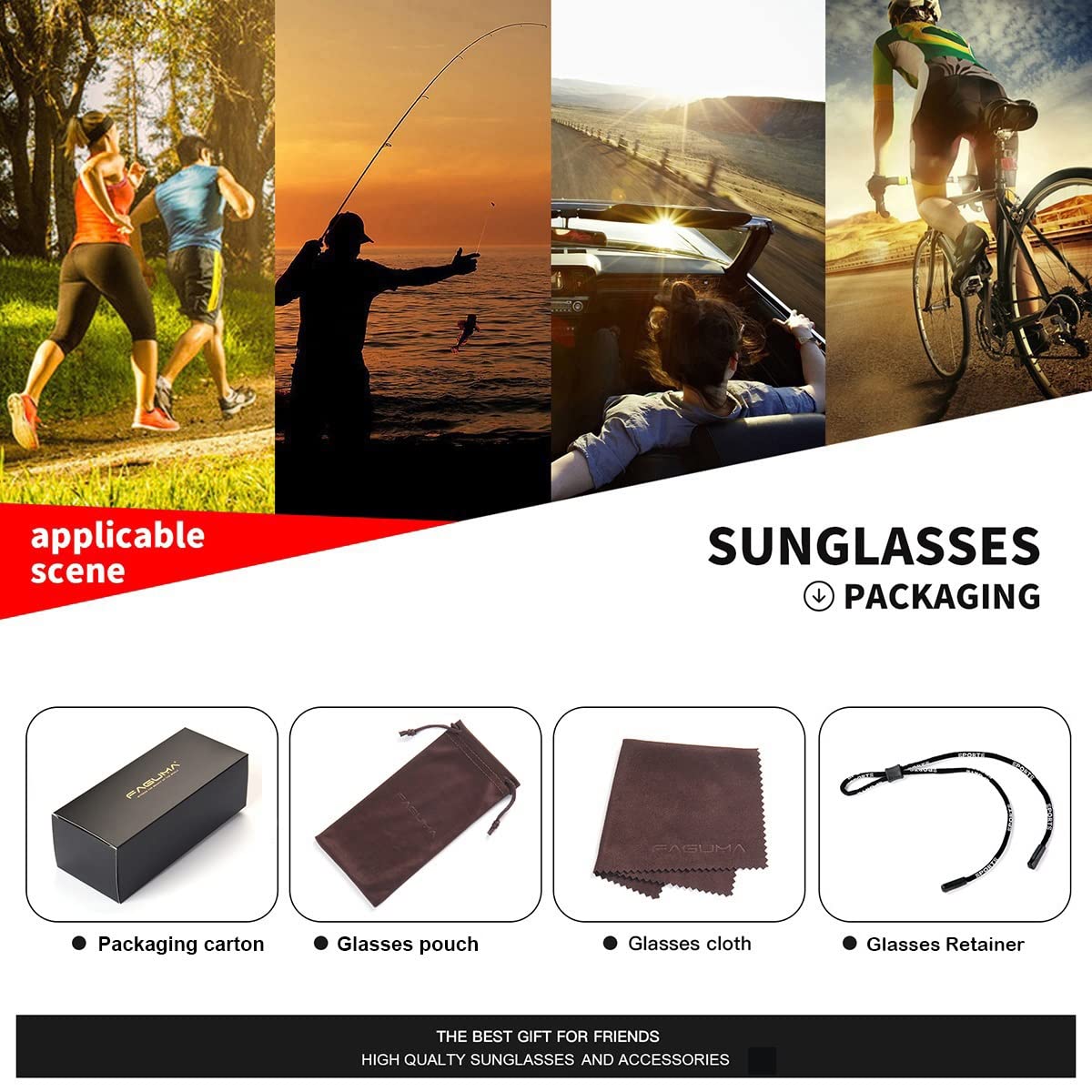 FAGUMA Sports Polarized Sunglasses For Men UV400 Protection