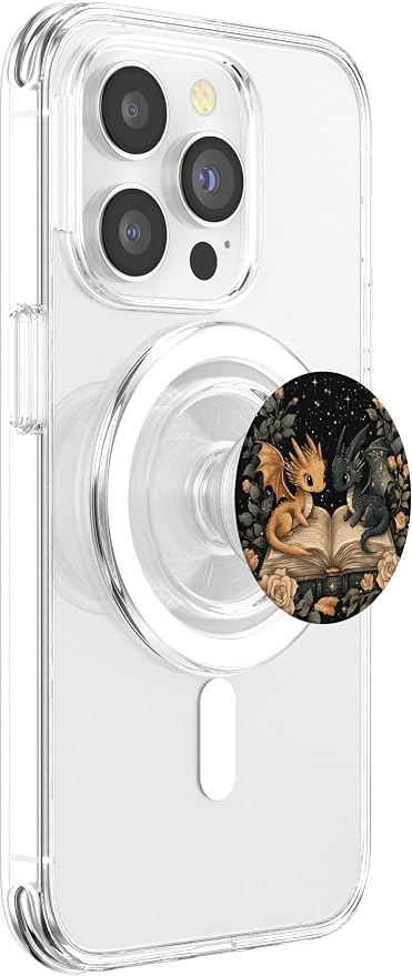 Book Dragon Head Mythical Creature Flame Wyvern Fantasy PopSockets Adhesive PopGrip