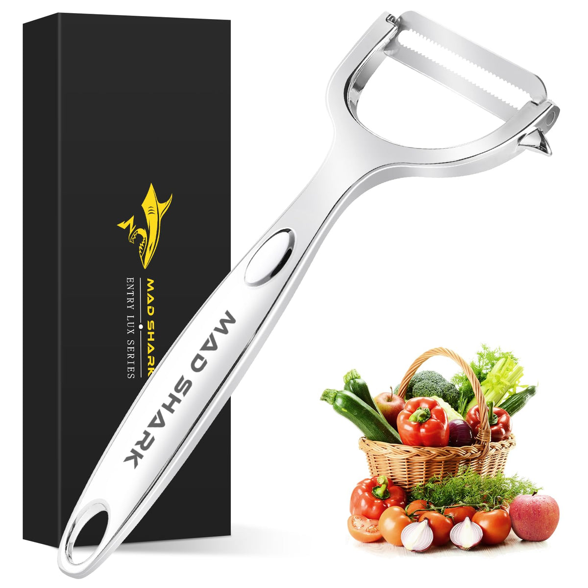 MAD SHARK Peels Smoothly Wooden Vegetable Peeler for Kitchen