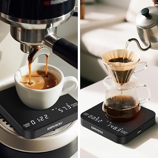 Espresso Coffee Scale with Timer, 0.1g/2kg, USB-C Rechargeable