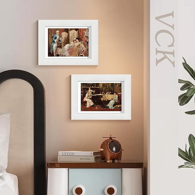 VCK 5x7 Picture Frame, White Wooden Photo Frames for Wall Hanging Gallery or Tabletop Display, 2 Pack