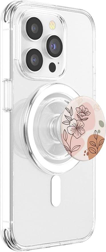 Peach Abstract Floral Line Art PopSockets Adhesive PopGrip