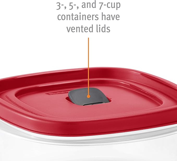 Rubbermaid 60-Piece Food Storage Containers with Lids, Microwave and Dishwasher Safe, Red Color, Ideal for Meal Prep and Pantry Storage