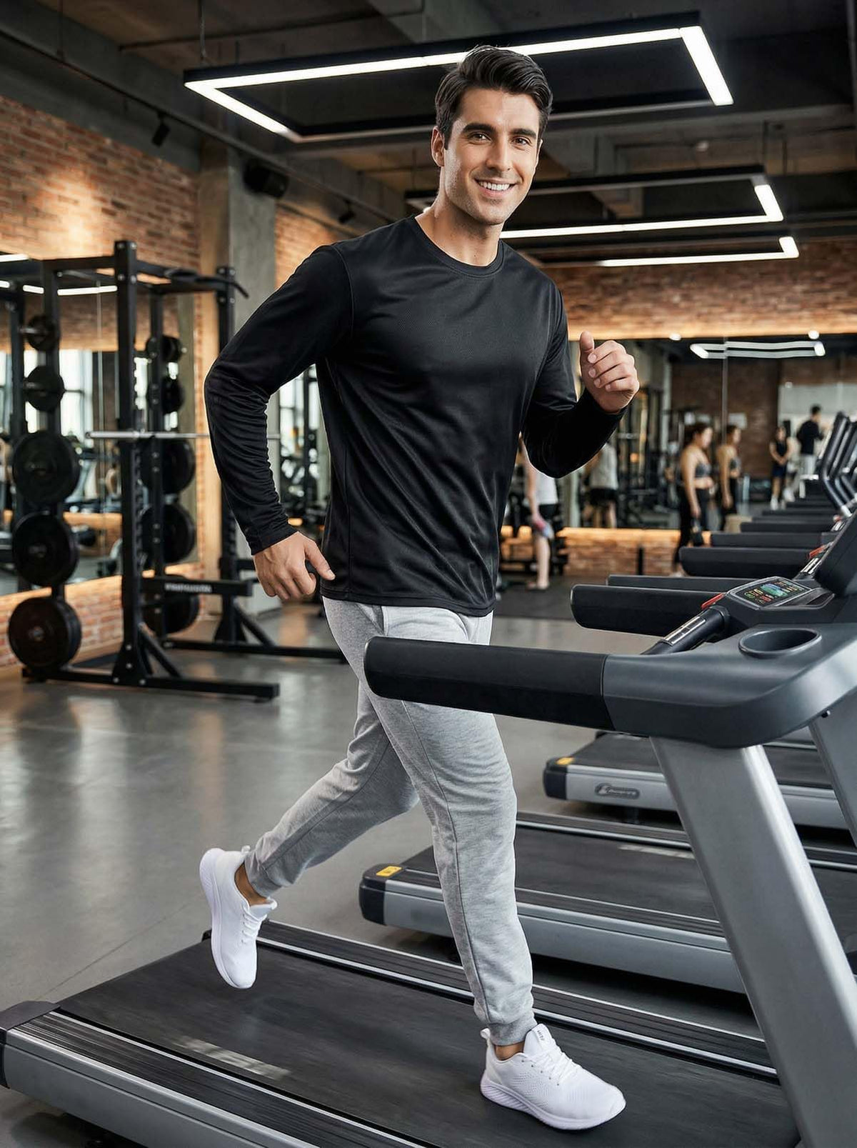 Men Long Sleeve Quick Dry T Shirt Workout Gym Work Basic Tee, 5 Pack, Large