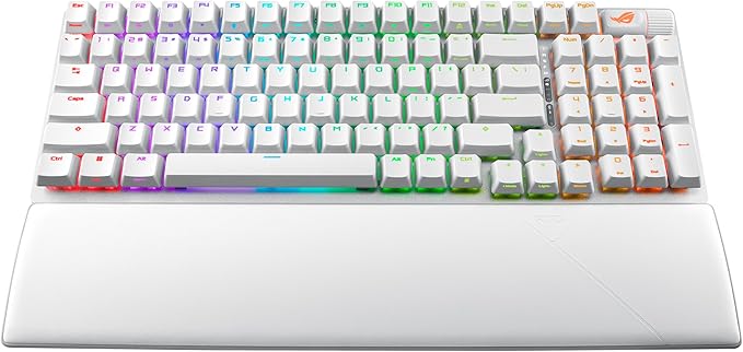ASUS ROG Strix Scope II 96 Wireless Mechanical Gaming Keyboard – 96% Full-Size, Tri-Mode Connectivity, Hot Swappable Pre-lubed ROG NX Storm Clicky Switches, PBT Keycaps, RGB, PC/Mac Support - White