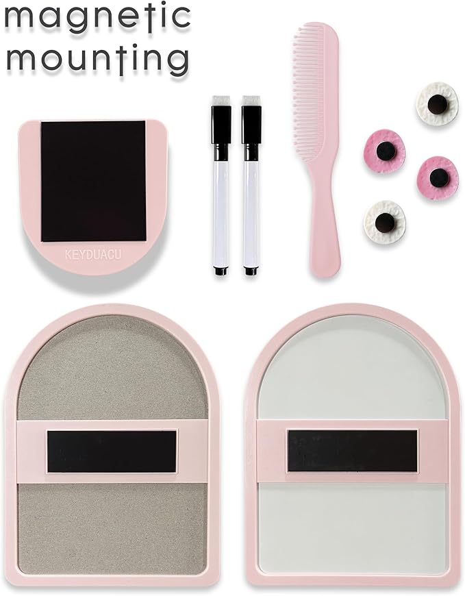 KEYDUACU 10 pcs - Locker Accessories, Locker Decorations Including Mirrors, whiteboards, Magnets and organizing Supplies. Ideal for Back-to-School Essentials and The Office (11 Pcs - Pink)