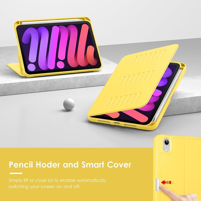 VIKESI Case for iPad mini 7 (A17 Pro) and iPad mini 6Multiple Angles Magnetic Stand CoverShockproof Soft BackPencil Holderand Auto Sleep/WakeBlack