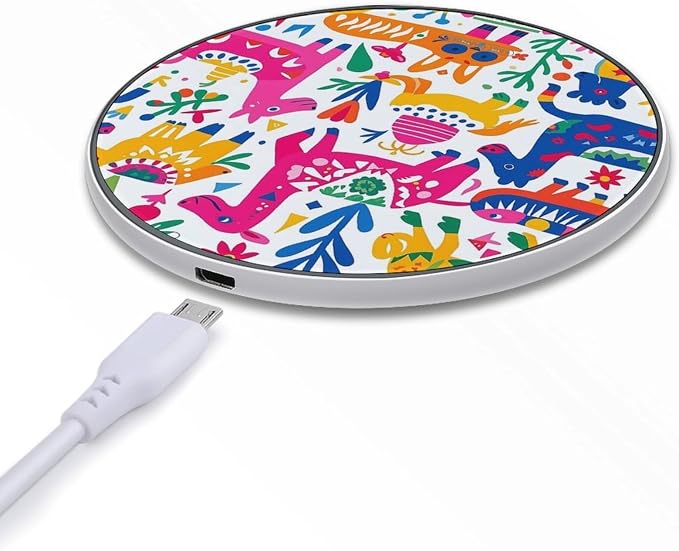Mexican Otomi Animals Wireless Charger Portable Fast Charging Pad Lightweight Wireless Charging Pad 10W Slim Charging Station for Phone Charger Mat for Travel Home Office Desk