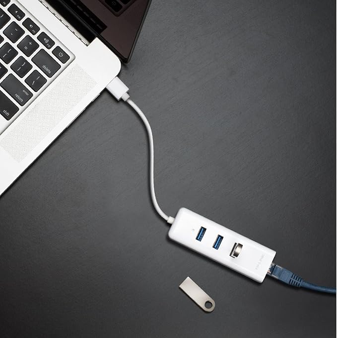 TP-Link USB 3.0 to Ethernet Adapter (UE330) - Portable 3-Port USB Hub with 1 Gigabit RJ45 Ethernet Port, Laptop Network Adapter, Supports Win 7/8/8.1/10, Mac OS X (10.6-10.14), Linux OS and Chrome OS