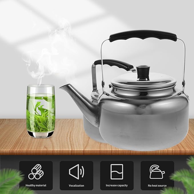 Stainless Steel Water Kettle 63OZ Outdoor Teapot with Anti-Scald Handle Portable Tea Kettle for Home and Camping Silver