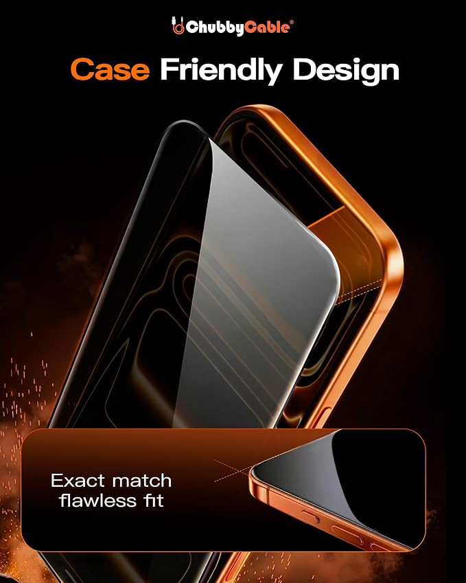 chubbycable 2PCS ChubbyShield Ultra for iPhone 17 360 Privacy Screen Protector Anti-spy Screen Protector Privacy Glass with Ultra-easy Install Box Auto Dust-Elimination & Bubble Free