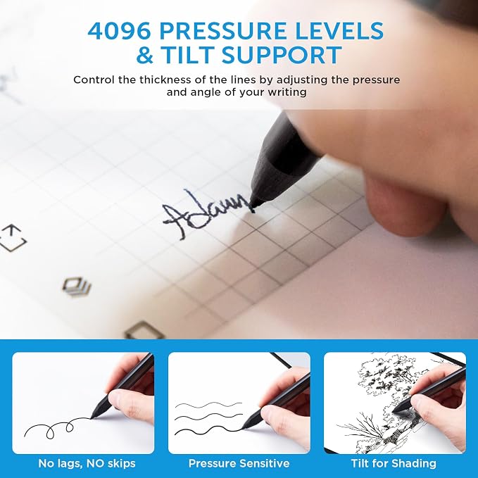 EMR Stylus Compatible with Remarkable 2 Pen with Eraser Replacement Pen for Remarkable 2 Tablet/Remarkable Device 4096 Pressure Levels Palm Rejection(Includes 2 Pen Tips)