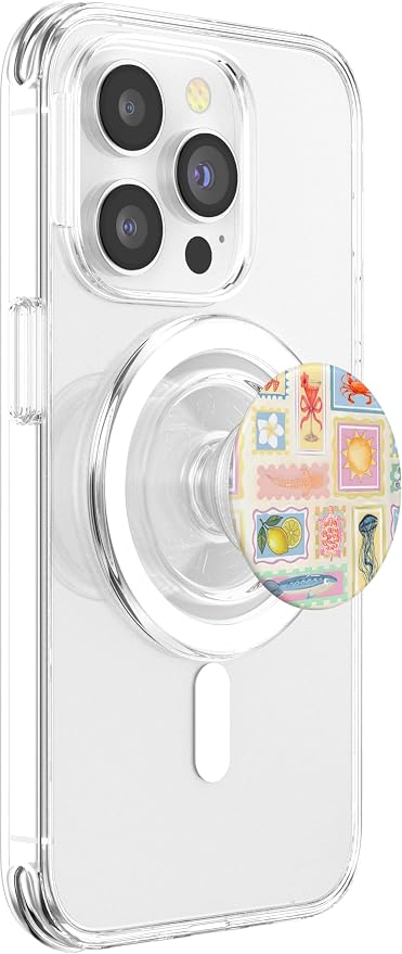 Beachy Summer Lobster Sardine Fish Aesthetic Coastal Collage PopSockets Adhesive PopGrip