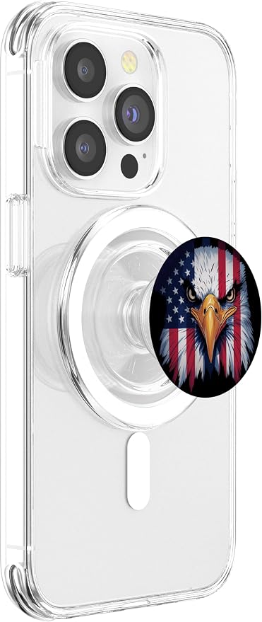 Patriotic American Bald Eagle with USA Flag PopSockets PopWallet for MagSafe