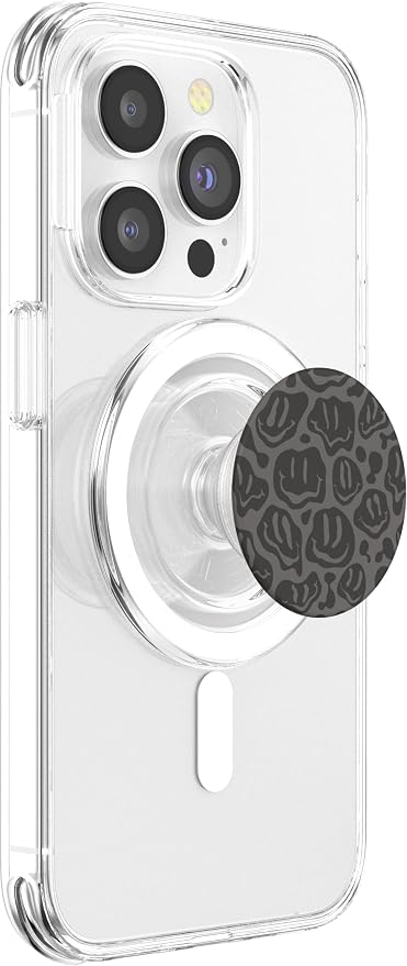 Gray Dripping Smile Face PopSockets Adhesive PopGrip