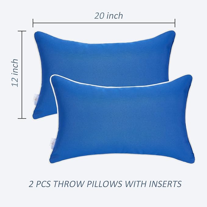JMGBird Outdoor Pillows Waterproof Set of 2 Outdoor Throw Pillows with Insert Included 12×20 Inch Outdoor Lumbar Pillows for Patio Furniture