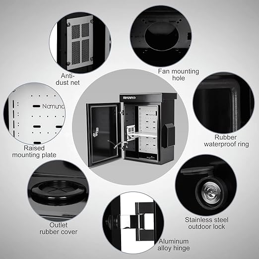 Outdoor Electrical Box, Cold-Rolled Steel Plate, Aluminum Alloy Back Beam, One-Piece Ventilation Design, IP65 Waterproof, Wall/Pole Mounted (17.8" x 13.8" x 7.9")