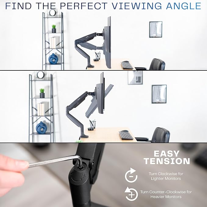 VIVO Premium Aluminum Height Adjustable Single Monitor Articulating Desk Mount Stand w/Gas Spring Arm Fits up to 32" Screen (STAND-V001Q)