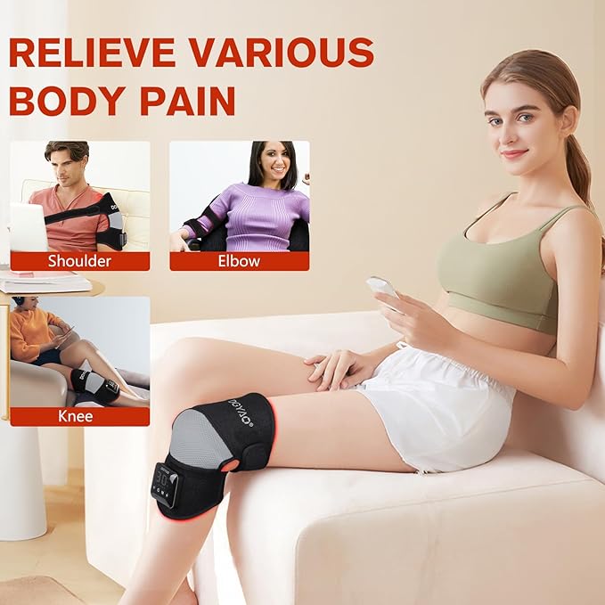 DGQY Cordless Red Light Therapy for Knee Joint Warp Portable Infrared Light Device for Knee Elbow Pain Muscle Relief Recovery 660nm and 850nm Heated Therapy with Wireless Rechargeable Controller