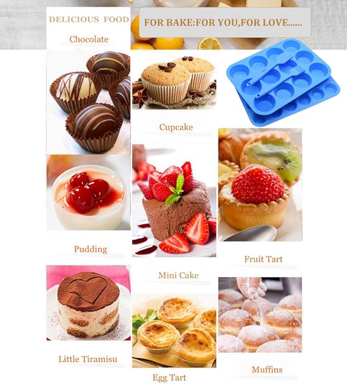 Helpcook Silicone Muffin Pan Cupcake Set,Non-Stick 12 Cups and Mini 24 Cups